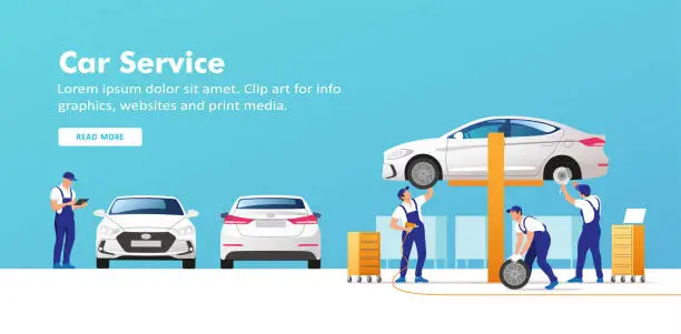 Vector illustration of Auto service and repair. Vector illustration.