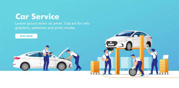 Vector illustration of Auto service and repair. Vector illustration.