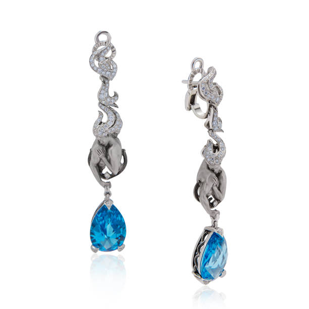 istock Hugging couple earrings with diamonds and topaz 1470959542