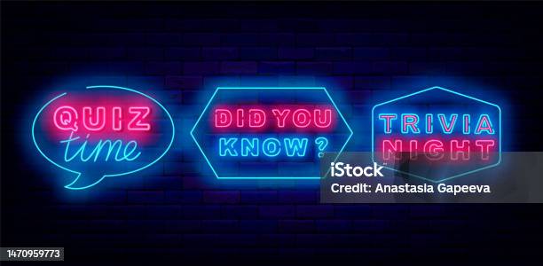 Science Trivia Signage Quiz Time Neon Signs Colletion Trivia Night Label Did You Know Question ...