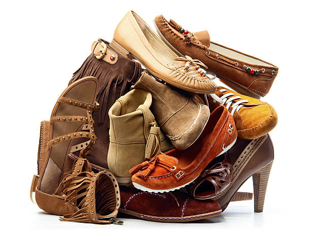 istock Pile of Brown Female Shoes 147096021