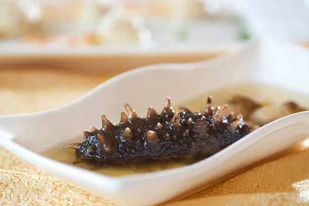 A soup with sea cucumber