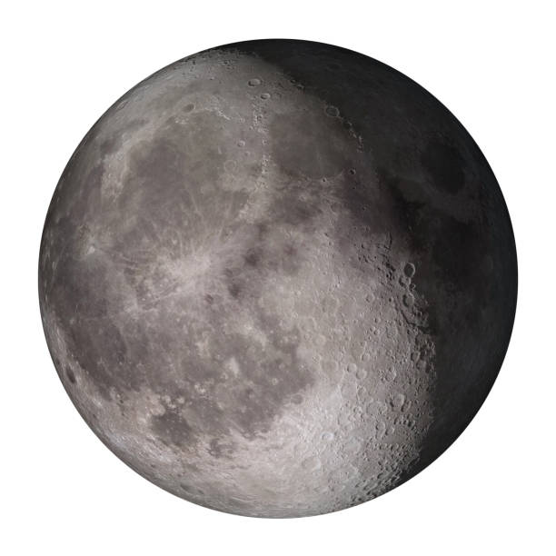istock Moon with volumetric craters and shadow isolated on white. Elements of this image furnished by NASA. 1470960453
