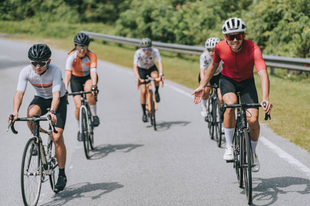 istock Asian Chinese cyclist group sport training in rural weekend morning 1470961982