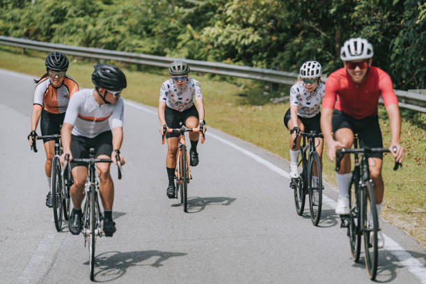 istock Asian Chinese cyclist group sport training in rural weekend morning 1470962047