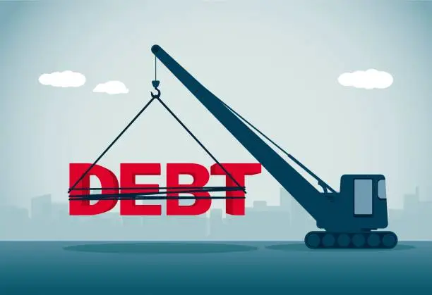 Vector illustration of huge debt