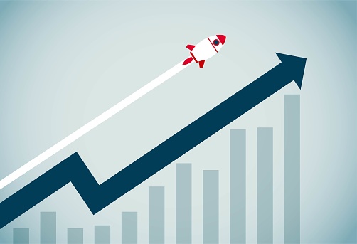 Company chart showing high growth performance, This is a set of business illustrations