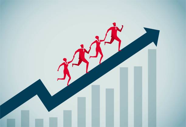 Achieving peak performance Unite as one, work together to achieve the peak of performance, This is a set of business illustrations quotes about winning stock illustrations
