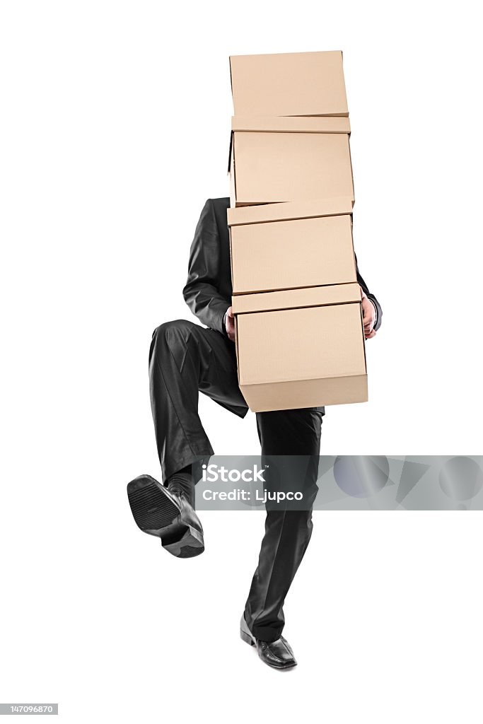 Empresário carregar caixas de papel - Foto de stock de Adulto royalty-free