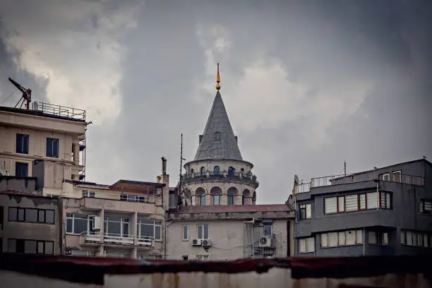 Aerial view of Istanbul city from the roof at Taksim area, Turkey