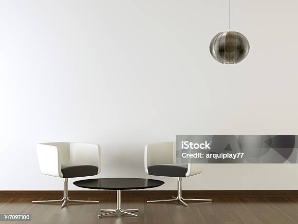 Mobiliário De Design De Interiores Preto Na Parede Branca - Fotografias de stock e mais imagens de Branco