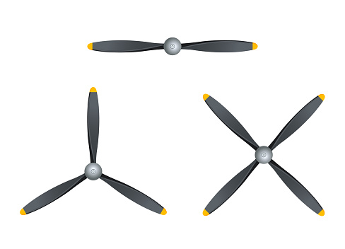 Plane blade propeller, vector airplane wood engine logo icon. Aircraft propeller fan.