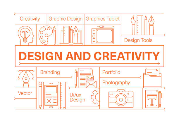 Design and Creativity Line Icon Set and Banner Design Design and Creativity Line Icon Set and Banner Design creative-portfolio stock illustrations