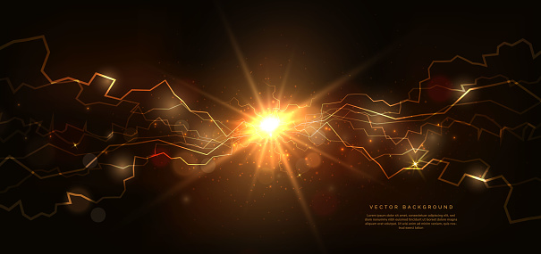 Lightning light effect background on dark brown background with lighting explosion and sparkle. Vector illustration