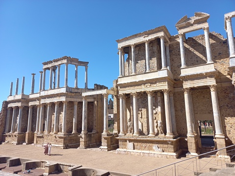 Ruins of Hadrian’s Library, in the Roman Agora, in Athens, Greece