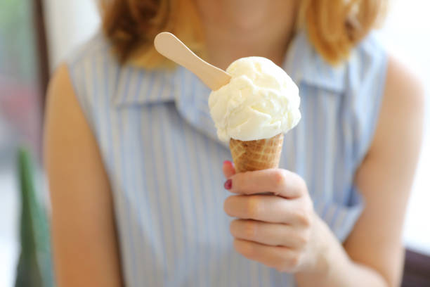 istock Woman hand with ice cream in close up 1470977340