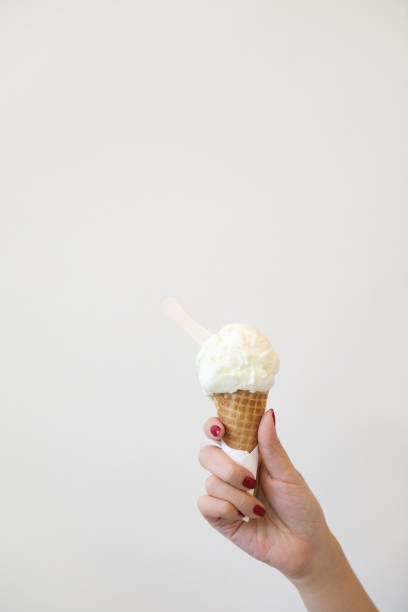 istock Woman hand with ice cream in close up 1470977352