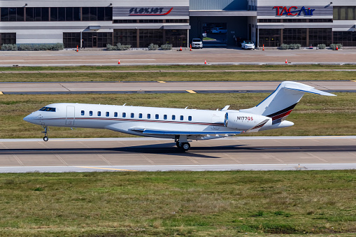 Dallas, United States – November 12, 2022: NetJets Bombardier Global 7500 airplane at Dallas Love Field airport (DAL) in the United States.