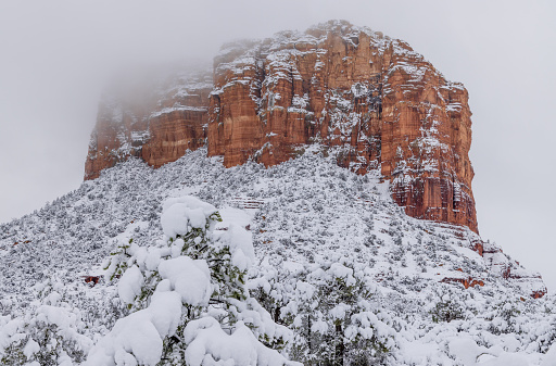 a beautiful scenic snow covered landscape in Sedona Arizona in winter