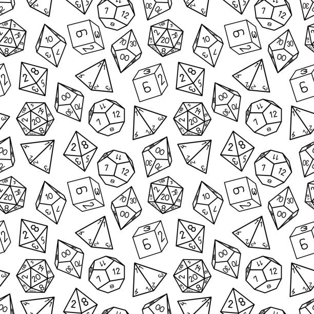 nahtloses würfelmuster für brettspiele. - the polyhedron stock-grafiken, -clipart, -cartoons und -symbole