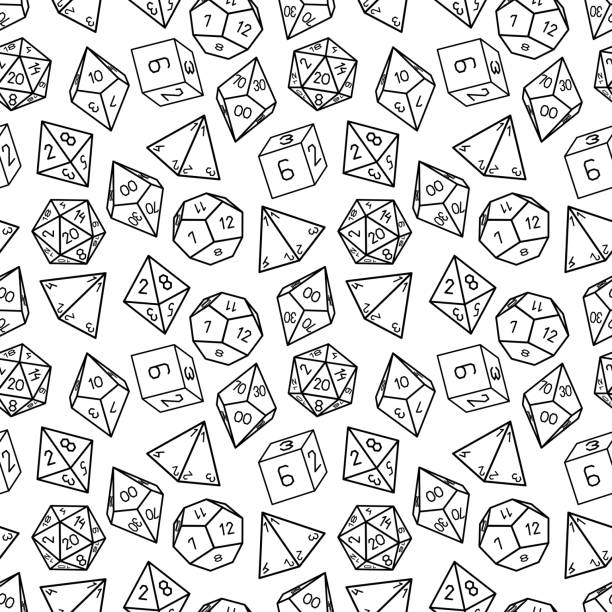 Seamless pattern of dice for board games. Pattern of D 4, 6, 8, 10, 12 and 20 dice for board games. Seamless. For table mat. developing 8 stock illustrations