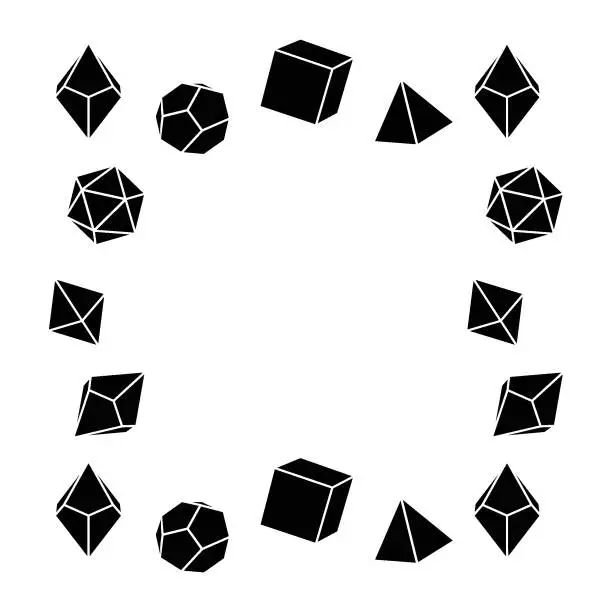 Vector illustration of Black square shaped dice frame, hand drawn vector