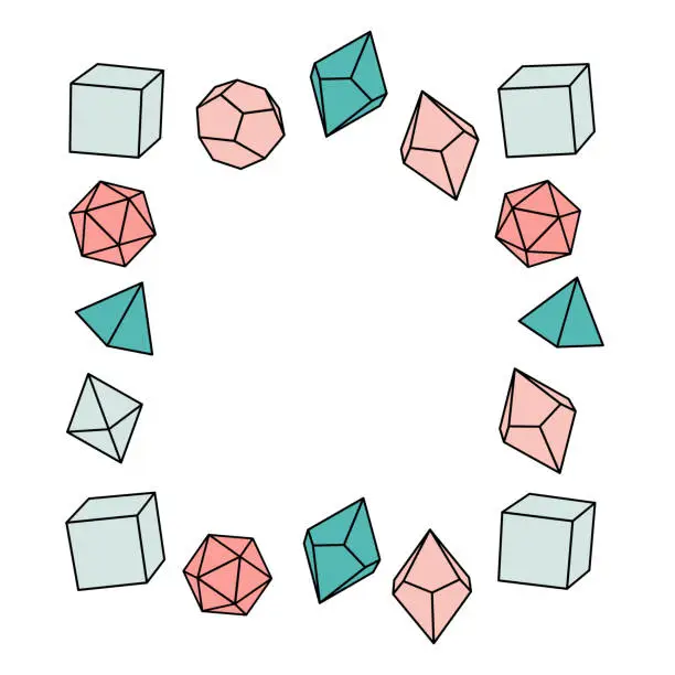 Vector illustration of Pink dice frame in square shaped hand drawn vector