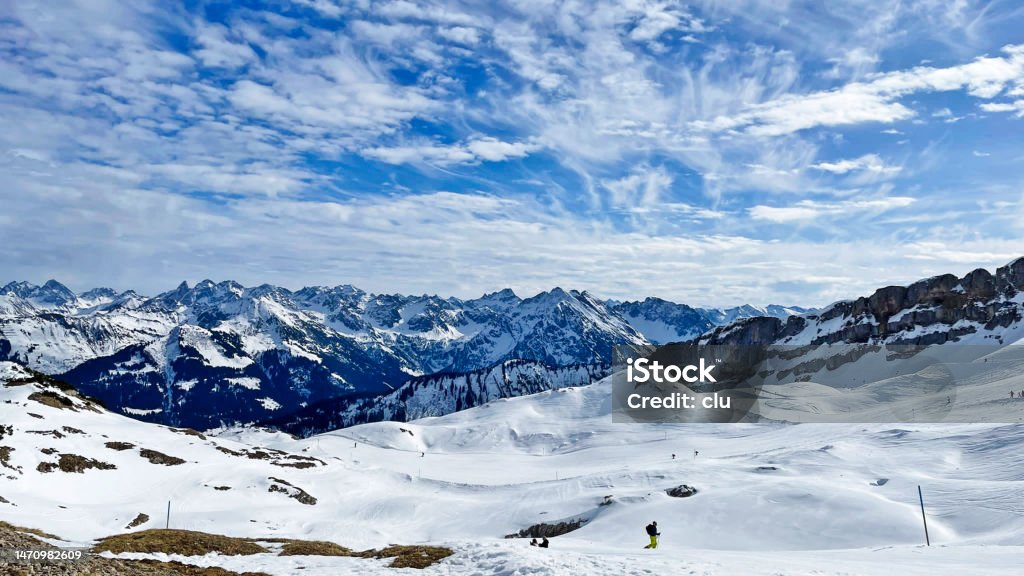 Kleinwalsertal winter landscape high up Adventure Stock Photo