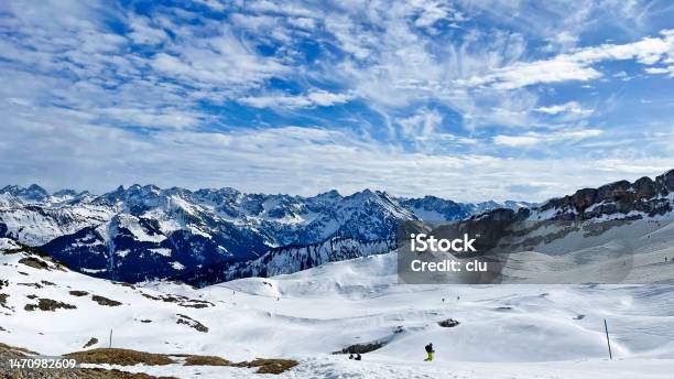 Kleinwalsertal Winter Landscape High Up Stock Photo - Download Image Now - Adventure, Alpine Skiing, Austria