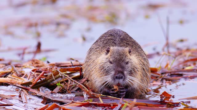 Coypu - Myocastor coypus, also known as river rat or nutria, is large, herbivorous, semiaquatic rodent and only member of family Myocastoridae.