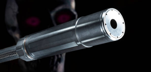 istock Silencer with a purple eyed skull behind 1470984157