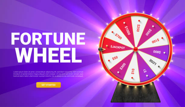 glücksrad glücksspiel internet-werbebanner mit startknopf realistischer vektor - roulette wheel stock-grafiken, -clipart, -cartoons und -symbole