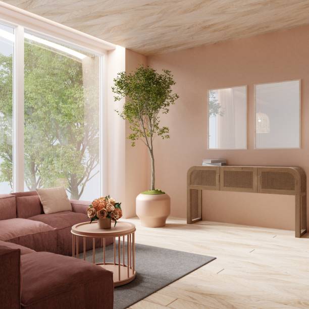 istock Picture frame mockup on the wall cozy style, living room interior.3d rendering 1470984948