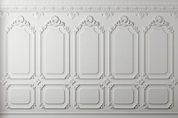 istock Classic wall with vintage beech wood panels 1470987758