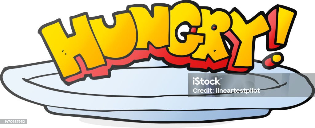 Hungey Symbol Freehand Drawn Cartoon Empty Plate With Hungry Symbol Stock ...