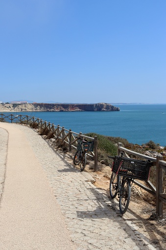 Bicycles near the beach in Fort Sagres, Portugal