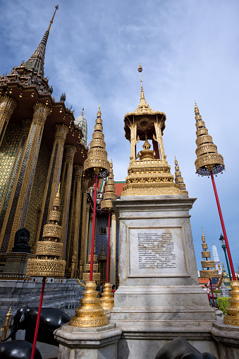 The Monuments of the royal insignia or Phra Borom Ratcha Sanyalak are four monuments depicting the nine insignia of the kings of the Chakri dynasty.