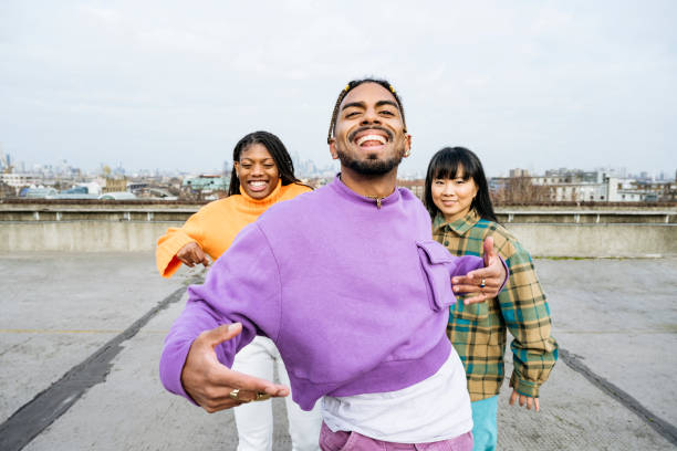 istock Action portrait of roller skaters on car park rooftop 1470989942