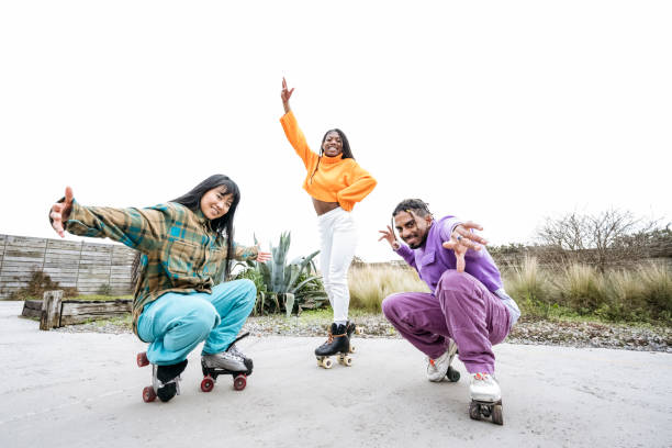 istock Professional roller skaters showing joy for their sport 1470990047