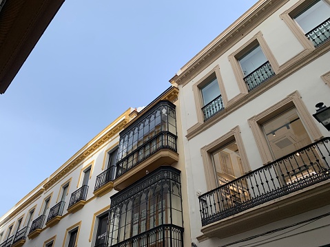 Narrow main shopping street in centre of Seville