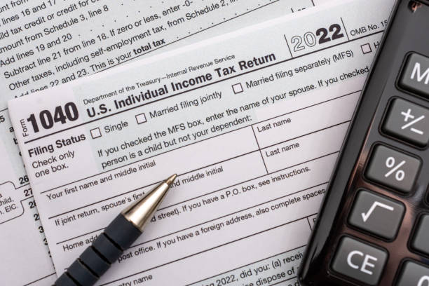 istock US form 1040, individual Income tax return document 1470990380