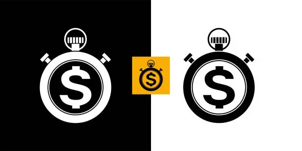 Vector illustration of Stopwatch icon with dollar.