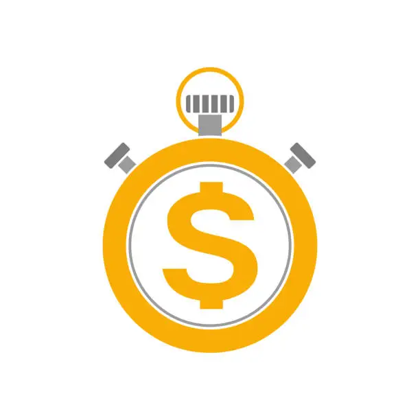 Vector illustration of Stopwatch icon with dollar.
