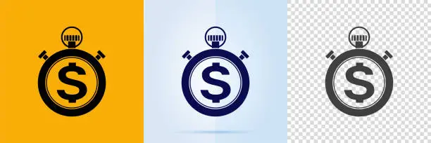 Vector illustration of Set of stopwatch icons with dollar.