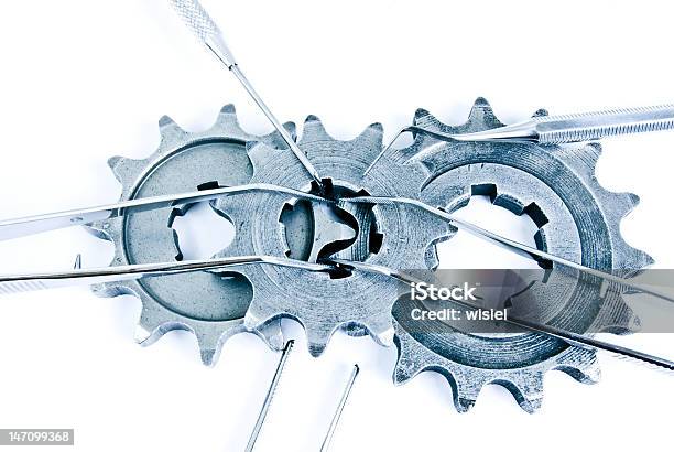 Med Gears Stock Photo - Download Image Now - Assistance, Chrome, Cut Out