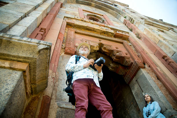 istock Senior couple together at ancient sightseeing after retirement 1470997102
