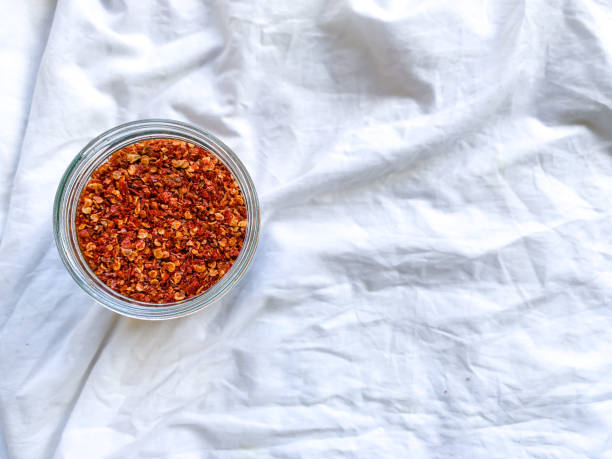istock Red chilli pepper flakes on a jar 1470998379