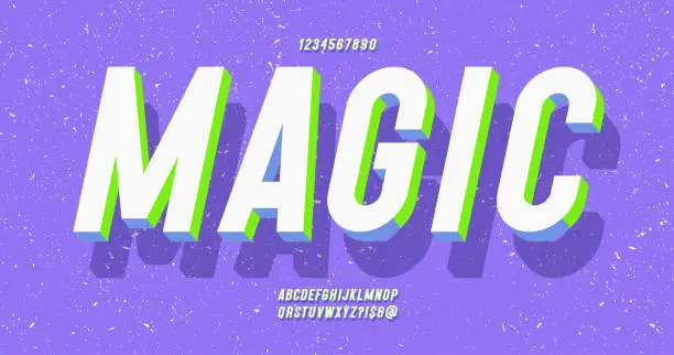 Vector illustration of Vector magic font 3d color style modern