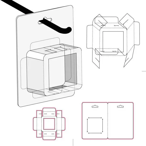 Vector illustration of Small Retail Box with Blueprint