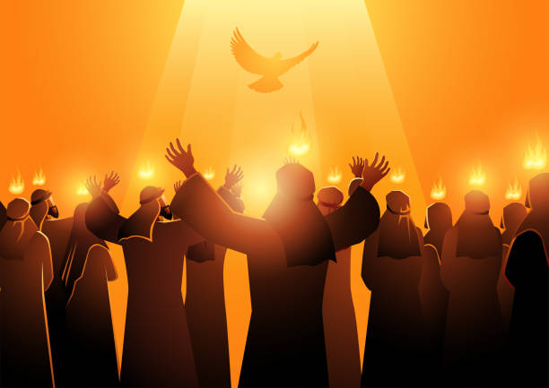 ilustrações de stock, clip art, desenhos animados e ícones de biblical silhouette pentecost holy spirit ok - religion christianity spirituality saint